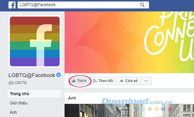 Like trang LGBTQ@Facebook