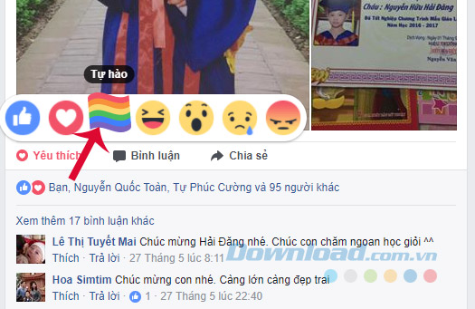 Xuất hiện biểu tượng cảm xúc cầu vồng