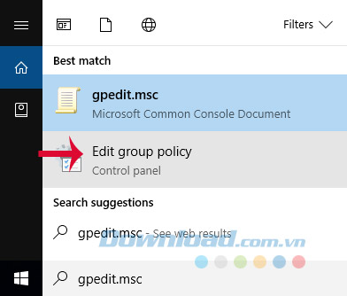 Nhập từ khóa gpedit.msc Nhập từ khóa gpedit.msc