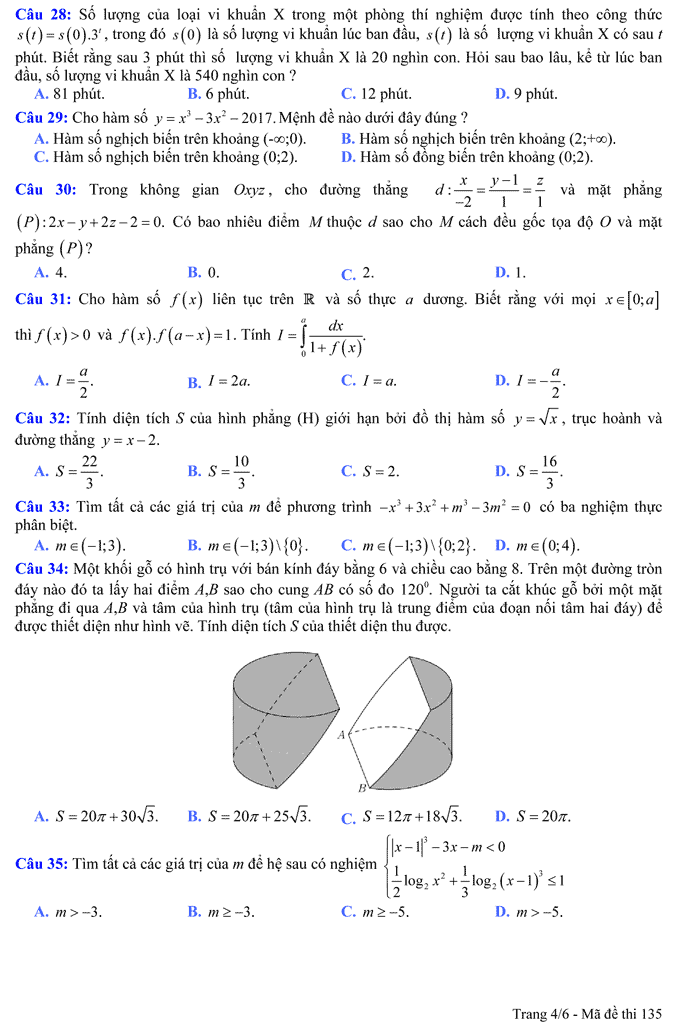 Đề thi thử THPT Quốc gia 2017 môn Toán