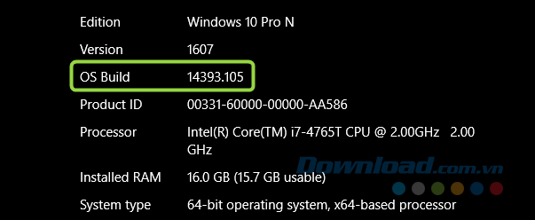 Kiểm tra OS Build Kiểm tra OS Build