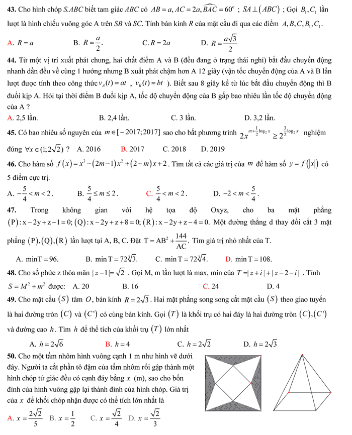 Đề thi thử THPT Quốc gia 2017 môn Toán