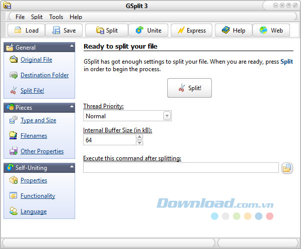 Nhấp vào Split File để hoàn tất quá trình thiết lập