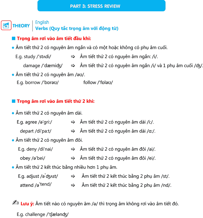 Quy tắc đánh dấu trọng âm trong bài thi tiếng Anh