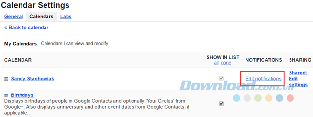 Click vào liên kết Edit Notifications Click vào liên kết Edit Notifications