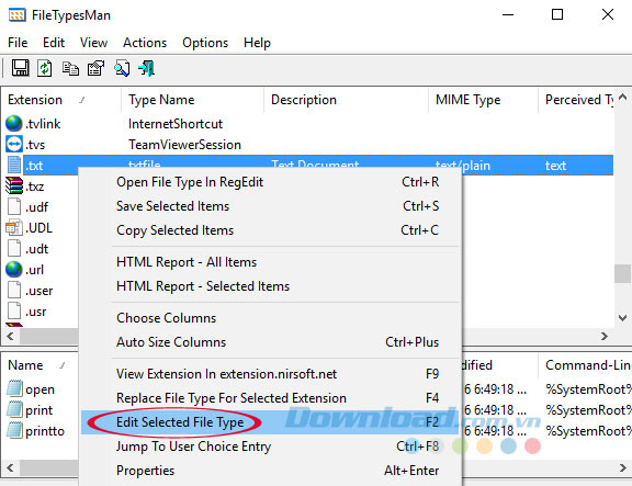 Edit Selected File Type