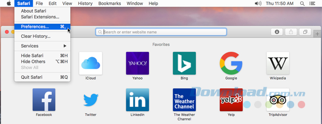 Mở Safari Preferences