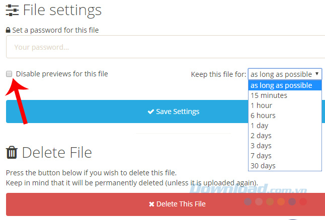 Thời gian lưu file