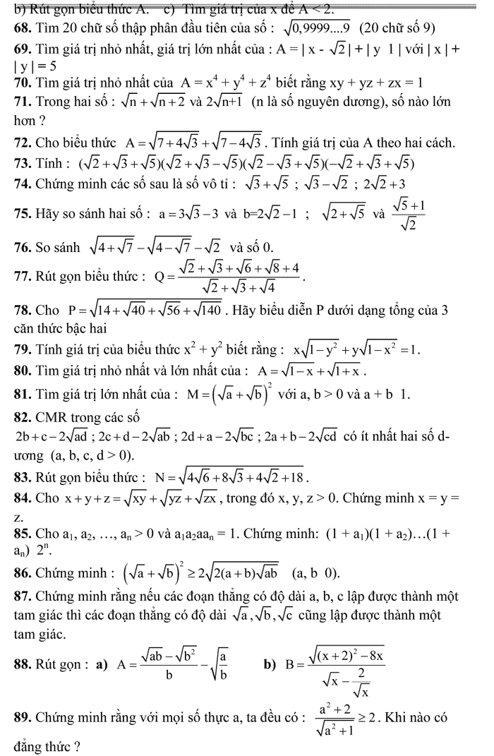 270 Bài toán bồi dưỡng học sinh giỏi và năng khiếu Toán THCS