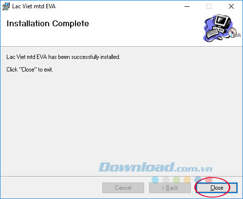 Kết thúc cài đặt Lạc Việt mtd9 EVA