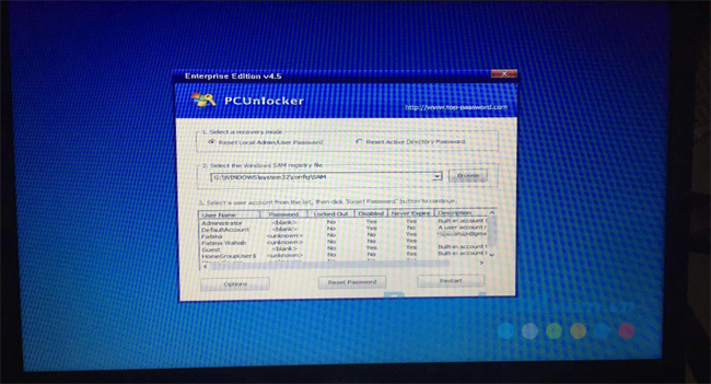 Danh sách tài khoản được cấu hình trên hệ thống