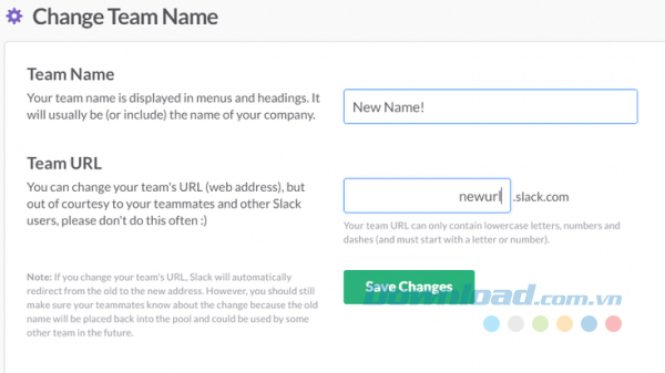 Thay đổi URL của nhóm