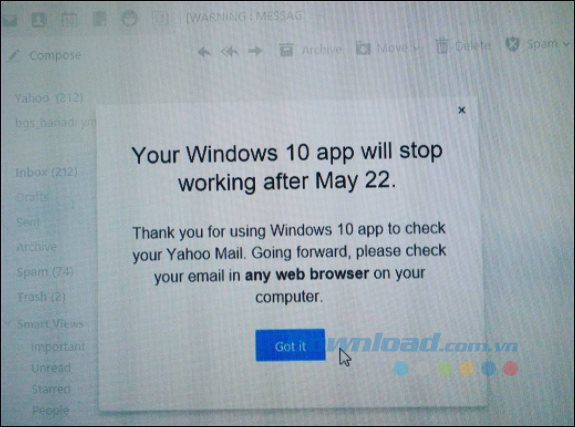 Thông báo của Yahoo