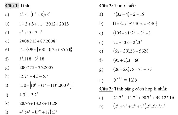 Tổng hợp bài tập học hè môn Toán lớp 6