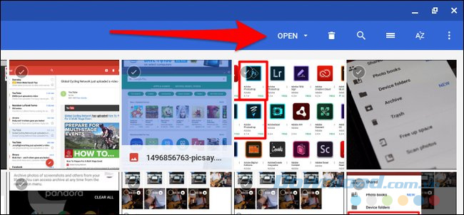 Chọn Open trên thanh điều hướng