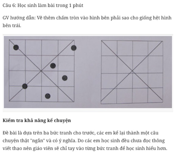 Cấu trúc bài kiểm tra đầu vào lớp 1