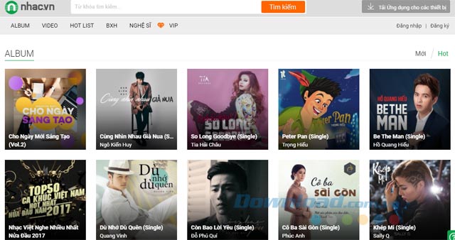 Trang chủ trang nghe nhạc miễn phí Nhac.vn