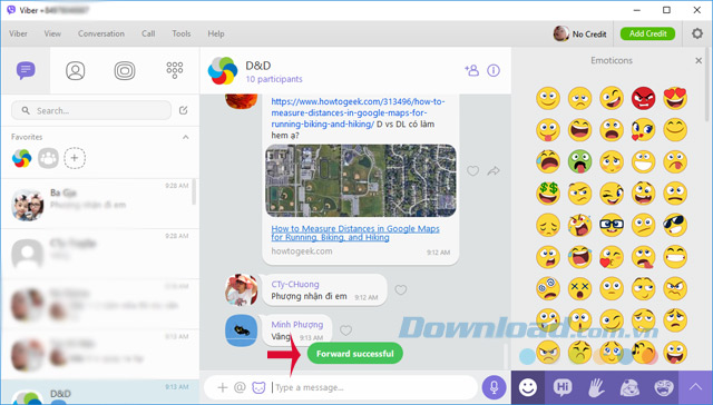 Chuyển tiếp tin nhắn thành công