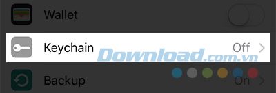 Chạm vào Keychain