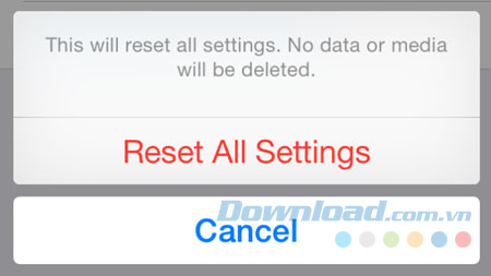 Đặt lại cài đặt mặc định