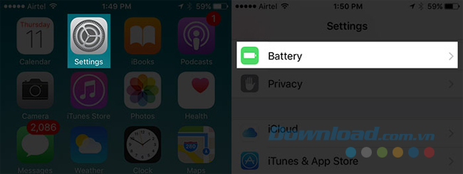 Mở Settings > Battery