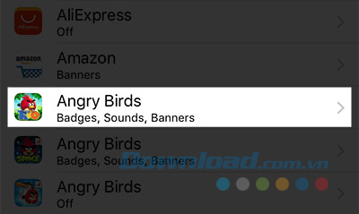 Chạm vào ứng dụng bạn không muốn nhận thông báo