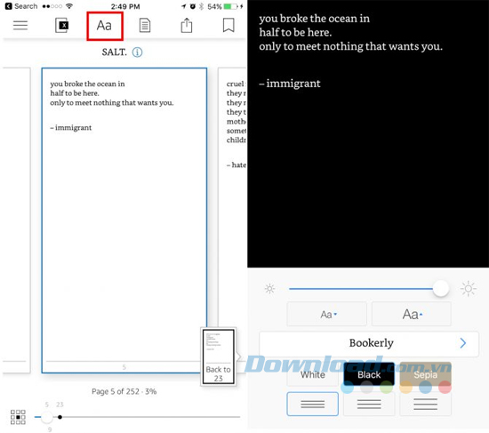Chế độ ban đêm cho Kindle