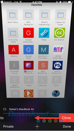 Đóng các tab Safari từ xa
