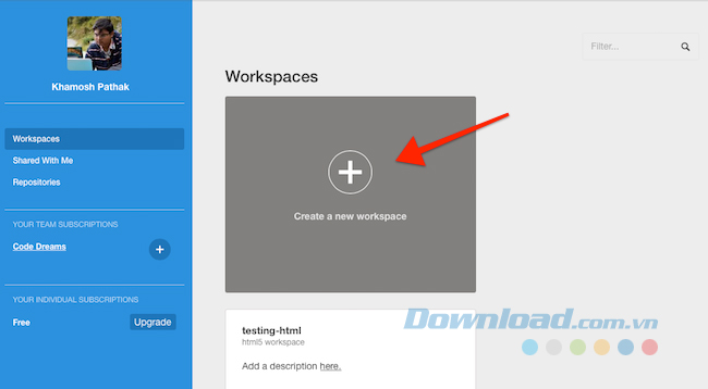 Click vào Create a new workspace