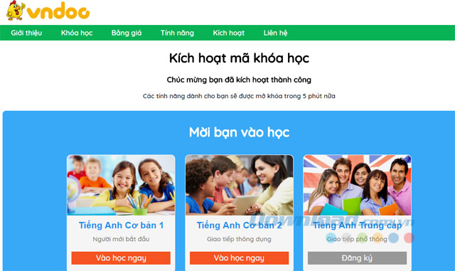 Kích hoạt thành công