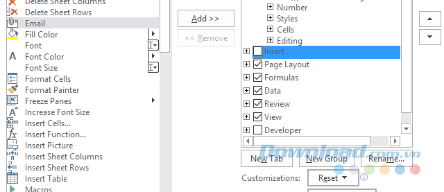 Ẩn và hiển thị một tab