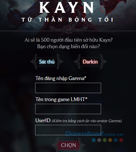 Đăng ký nhận tướng miễn phí