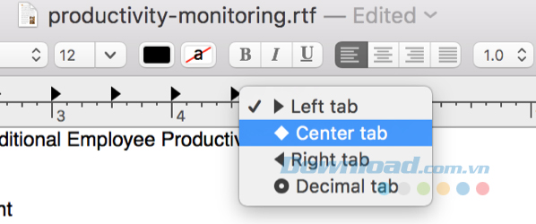 Chỉnh sửa các tab