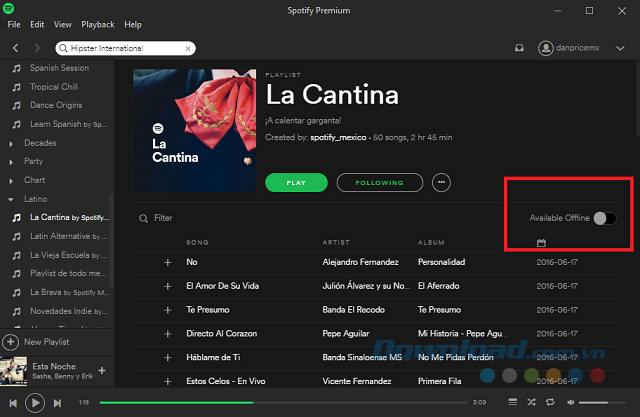 Không thể tải bài hát cho danh sách phát offline
