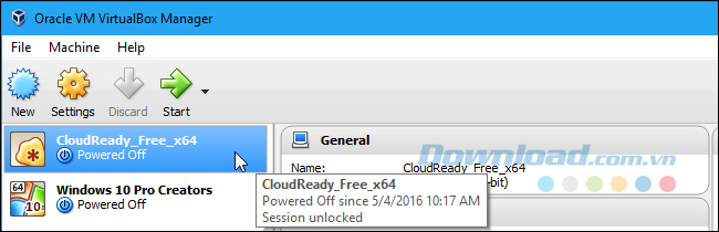 Khởi chạy máy ảo CloudReady