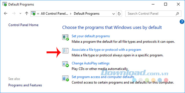 Associate a file type or protocol with a program