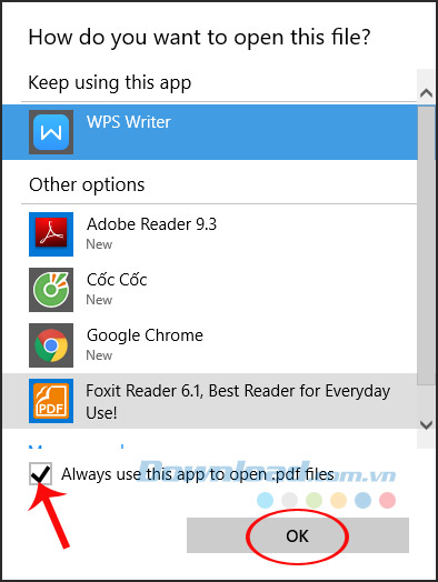 Chọn trình đọc PDF
