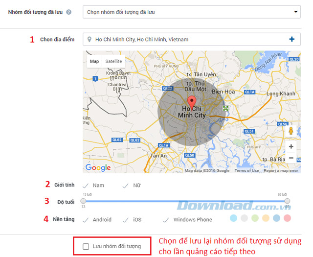 Chọn đối tượng quảng cáo