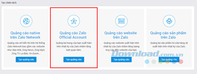 Chọn loại quảng cáo