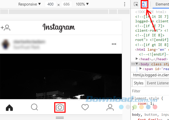 Sử dụng trang web Instagram dành cho di động