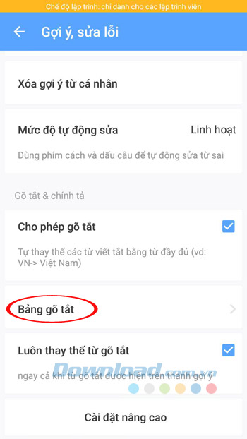 Bảng gõ tắt