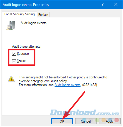 Click sau khi hoàn tất