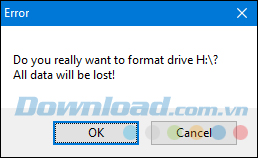 Click vào OK để định dạng ổ đĩa
