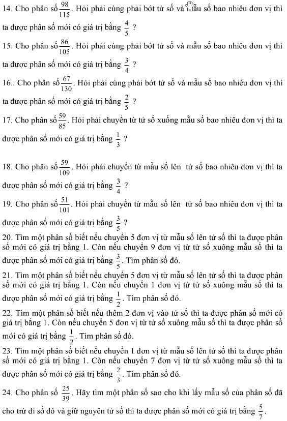 Những bài Toán liên quan đến phân số - Lớp 5