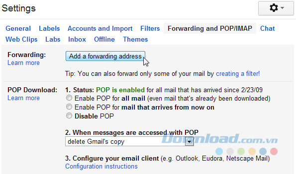  Tab Forwarding and POP / IMAP