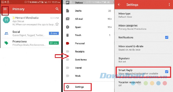 Bật tính năng Smart Reply