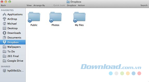 Thư mục Dropbox mặc định
