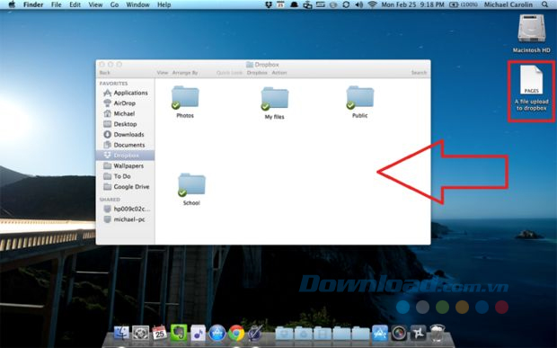 Kéo file vào Dropbox folder
