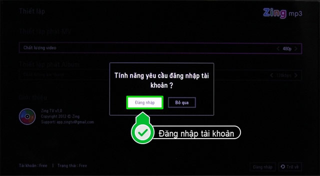 Đăng nhập Zing Mp3