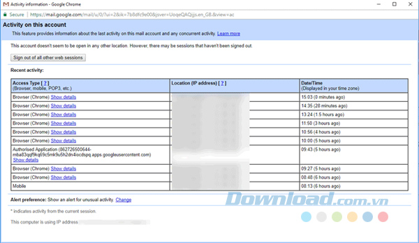 Theo dõi hoạt động trong tài khoản Google